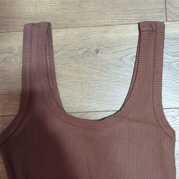 Miss Lola Sleeveless Unitard Romper Cafe Mocha L NWOT - Picture 3 of 5
